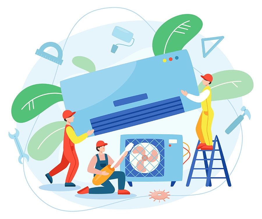Montage der klimaanlage